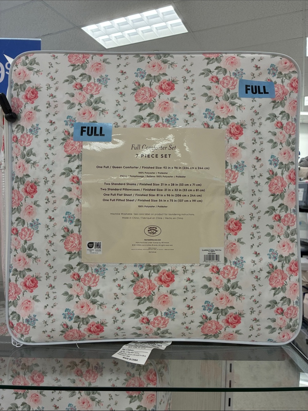 Laura Ashley Pink and Green Rose Floral Comforter Set